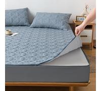 TYYUETY Full zip cover Breathable dustproof washable fitted sheet Customizable size Waterproof quilted mattress protector for single/double/king size beds-Blue- 180x200+22cm