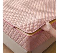 TYYUETY Full zip cover Breathable dustproof washable fitted sheet Customizable size Waterproof quilted mattress protector for single/double/king size beds-Pink- 180x200+22cm