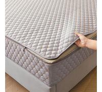 TYYUETY Full zip cover Breathable dustproof washable fitted sheet Customizable size Waterproof quilted mattress protector for single/double/king size beds-Gray- 135x190+15cm