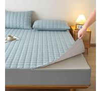TYYUETY Full zip cover Breathable dustproof washable fitted sheet Customizable size Waterproof quilted mattress protector for single/double/king size beds-Cyan- 90x190+21cm