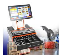 TYYZDM 15.6" Touch Screen POS System, All-in-One Smart Cash Register With Integrated Receipt Printer, Professional Point Of Sale Terminal For Retail Restaurant Supermarket(White,SingleScreen)