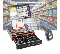 TYYZDM All-in-One POS System With 15.6" Touch Screen & 8GB RAM, Adjustable Angle Smart Cash Register For Retail, Restaurant, Supermarket(White,DualScreen)