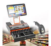 TYYZDM All-in-One Smart Cash Register With 15.6-Inch Single/Dual Screen, Touch Screen Pc Pos Cash System, Built-in Receipt Printer, For Small Businesses Retailers Supermarkets(White,SingleScreen)