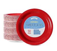 Tyzarglef Disposable Paper Plates Red, 50 Count 9” Dinner Plates Bulk for Party Supplies, Colored and Sturdy Party Plates for Birthday, Christmas, Baby shower, Bridal party supplies