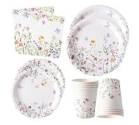 Tyzarglef Floral paper plates and napkins serves 24 guests
