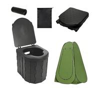 Tyzlup Collapsible Portable Toilet with Folding Tent & Carry Bag, Lightweight Travel Camping Potty Tall, Compact Outdoor Commode for Hiking & Road Trip(Black)
