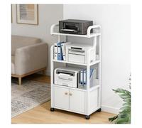Tyzlup Home Printer Stand with File Cabinet, Lockable Rolling Storage Shelf, Steel Frame Office Mobile 3-Tier/4-Tier Printer Tables Study(B,4-Tier)