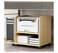 Tyzlup Mobile Printer Stand with Wheels, Rolling Printer Cart Under Desk Storage for Office & Home, Open Shelf for Fax, Scanner, Books(Light wood,B1)