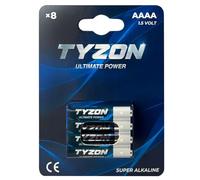 TYZON AAAA Batteries 1.5V Super Alkaline - Pack of 8 | Long Lasting Micro Batteries for Remote Control, LED Lamps, Thermometer, Toys - Mercury Free