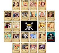 TYZZHOA 25PCS Anime [OP] Wanted Posters 30×21cm, New Bounty Edition, Straw Hat Pirates Crew Nika Luffy 3 Billion, Zoro, Sanji, [OP] Anime Gifts(Retro)