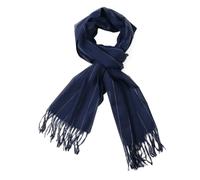 TZ Promise Herringbone Houndstooth Checked Pattern Cashmere Feel Classic Soft Luxurious Winter Scarf For Men Women, Navy/White(75), One size