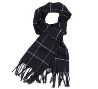 TZ Promise Herringbone Houndstooth Checked Pattern Cashmere Feel Classic Soft Luxurious Winter Scarf For Men Women, Black/White(27), One size