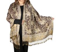 TZ Promise Women Paisley Pashmina Shawl Wrap Colorful Pattern Rave Winter Oversized Scarf, Brown(04), Large