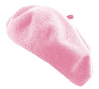 TZ Promise Women's French Beret Hat Solid Color Plain Wool Classic Traditional Artist Cap, Baby Pink, One Size