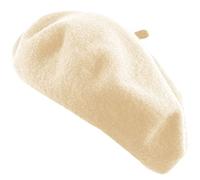 TZ Promise Women's French Beret Hat Solid Color Plain Wool Classic Traditional Artist Cap, Beige, One Size