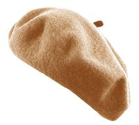 TZ Promise Women's French Beret Hat Solid Color Plain Wool Classic Traditional Artist Cap, Camel, One Size