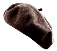 TZ Promise Women's French Beret Hat Solid Color Plain Wool Classic Traditional Artist Cap, Coffee, One Size