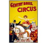 TZ70 Vintage Gentry Bros The Worlds Greatest Horse Rider Clown Circus Carnival Poster Re-Print - A3 (432 x 305mm) 16.5" x 11.7"