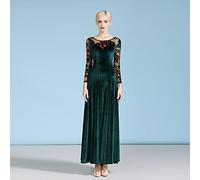 Tzdd Ballroom Dance Dresses Ladies Modern Tango Foxtrot Dance Costume Competition Dance Outfit Swing Waltz Dancewear A-line,Green,S