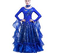 Tzdd Ballroom Dancing Dresses for Women Waltz Modern Performance Outfit Big Swing Skirt A Line Tango Foxtrot Dance Dress,Blue,3XL
