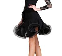 Tzdd Ballroom Dancing Skirt Women Tango Practice under Skirt Cha Cha Waltz Tulle Skirts Latin Fishbone Tulle Tutu Dress,Black,S