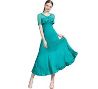 Tzdd Classic Ballroom Dance Dresses for Women Smooth Salsa Waltz Tango Flamenco Dance Outfit Great Swing Competition Dress,Green,XL