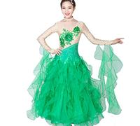 Tzdd National Standard Dance Competition Dresses Waltz Tango Flamenco Classic Performance Great Swing Dance Costume,green,S