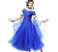 Tzdd Professional Ballroom Dance Dresses for Women Elegant Waltz Tango Competition Costume National Standard Costume Flamenco Dress Big Swing Skirt,royal blue,XL