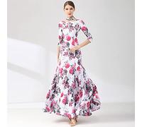 Tzdd Professional Standard Ballroom Dance Dresses Women's Waltz Tango Practice Dress Modern Wear for Performance Skirt,White,S