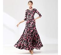 Tzdd Professional Standard Ballroom Dance Dresses Women's Waltz Tango Practice Dress Modern Wear for Performance Skirt,Black,M