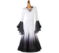 Tzdd Standard Ballroom Dance Dresses Women's Long Sleeves Waltz Dance Wear for Performance Clothing Tango Practice Dress,Black C,XXL