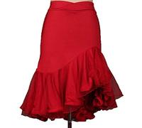 Tzdd Women's Ballroom Dance Asymmetrical under Skirt Latin Tango Ruffle Swing Dress Cha Cha Waltz Tulle Midi Skirts,burgundy,S