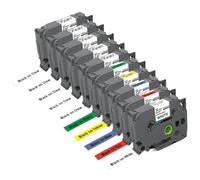 TZE-231 TZE White Label Tape 221 211 Laminated Tape 631 431 531 Labeling Ribbon Compatible with PT-H110 Style Label Maker(10PK Mixed Color 8)