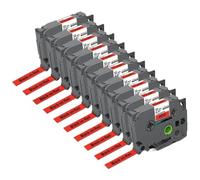 TZE-231 TZE White Label Tape 221 211 Laminated Tape 631 431 531 Labeling Ribbon Compatible with PT-H110 Style Label Maker(10PK Black on Red)