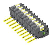 TZE-231 TZE White Label Tape 221 211 Laminated Tape 631 431 531 Labeling Ribbon Compatible with PT-H110 Style Label Maker(10PK Black on Yellow)