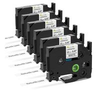 Tze231 12mm 0.47 PTouch Label Compatible Brother Label Printer Tape Tze-231 | 6Pack，Black on White,Repalce for Tze-231,Compatible with Brothers PTH100/101/110/200 D210/410/710bt/610bt E110/550W