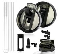 TZEKING 2PCS Removable Lids for Stanley-Cup Tumblers, 4 Straws, Stanley Replacement Lid, Leak and Dust Proof