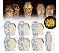 TZEKING 7 Silicone Moulds for Halloween, with 20 LED Balloon Lights, Anthasms, Demons, Spiders, Coffins in Plaster for Versar
