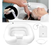 TZEKING Inflatable Sink, Portable Inflatable Hair Basin with Drainage Hose with Shower Head and Water Bag, Hair Wash Sink, Hair Wash for Bedside