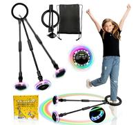 TZEKING Jump Ring Foot Gyro, Children's Flashing Jump Ring, Foot Gyro, Swing Wheel with Light Wheel, Counter, Timer, Calorie Counter, Foldable Ankle Skip Ball (with Screen Display Black)