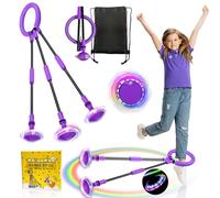 TZEKING Jump Ring Foot Gyro, Children's Flashing Jump Ring, Foot Gyro, Swing Wheel with Light Wheel, Counter, Timer, Calorie Counter, Foldable Ankle Skip Ball (Without Screen Display, Purple)