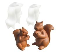 TZEKING Pack of 2 silicone moulds squirrel, silicone squirrel, animal candles, silicone moulds, for pouring, squirrel holds a pine cone, plaster moulds for casting, for decoration and crafts