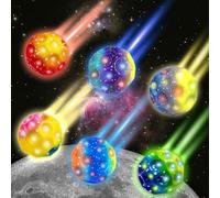 TZEKING Pack of 6 Moon Balls, 7 cm High Jumping Rubber Ball, Bouncing Balls in 6 Colours, Easy to Grip, Gifts for Boys and Girls, Suitable for Adults for Stress Relief