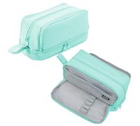 TZEKING School Pencil Case with 4 Compartments, Large Pencil Cases, Capacity Pencil Case, Organizer Holder, Large Stationery Case, Office Stationery, Makeup Bag for Girls, green, 22 x 9.5 x 10 cm, /