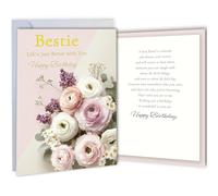 TzenvoGift Bestie Birthday Card for Best Friend - Double-layer card, Design with Gold Foil text, with envelope and Envelope sticker Heartfelt Message（5.6 x 8.1”）