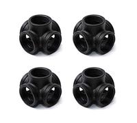 TZH 4-Pack 5-Way Corner Black Malleable Cast Iron Pipe Fitting - 3/4" Black 5-Way Side Outlet Tee for Industrial Pipe, Furniture & DIY Decoration