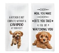 Tzhim Cavapoo Dog Kitchen Towels Set of 2, Cavapoo Gifts Hand Towels, Dish Towels Dishcloths Tea Towels for Kitchen, Dog Lover Gifts, Dog Kitchen Bathroom Decor, 16x24 Inch