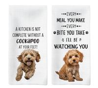 Tzhim Cockapoo Dog Kitchen Towels Set of 2, Cockapoo Gifts Hand Towels, Gifts for Cockapoo Lovers Dish Towels Dishcloths Tea Towels for Kitchen, Dog Lover Gifts, Dog Kitchen Bathroom Decor, 16x24 Inch