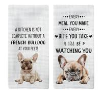 Tzhim French Bulldog Gifts Kitchen Towels Set of 2, Frenchie Mom Gift, French Bulldog Gifts for Women Dish Tea Towels for Kitchen, Frenchbulldog Hand Towels, Dog Kitchen Bathroom Decor, 16x24inch
