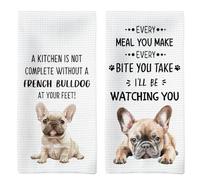Tzhim French Bulldog Gifts Kitchen Towels Set of 2, Frenchie Mom Gift, French Bulldog Gifts for Women Dish Tea Towels for Kitchen, Frenchbulldog Hand Towels, Dog Kitchen Bathroom Decor, 16x24inch